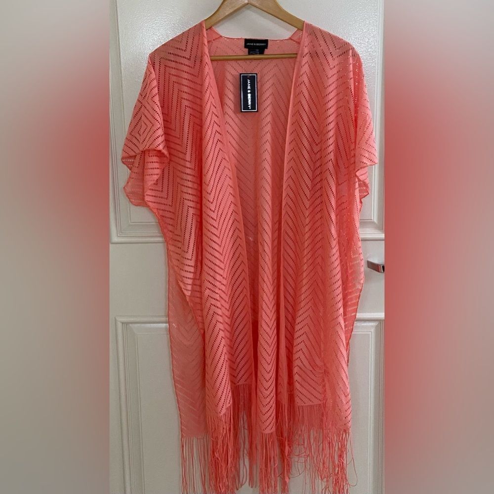 Jane & Berry Coral Fringe Swim Coverup